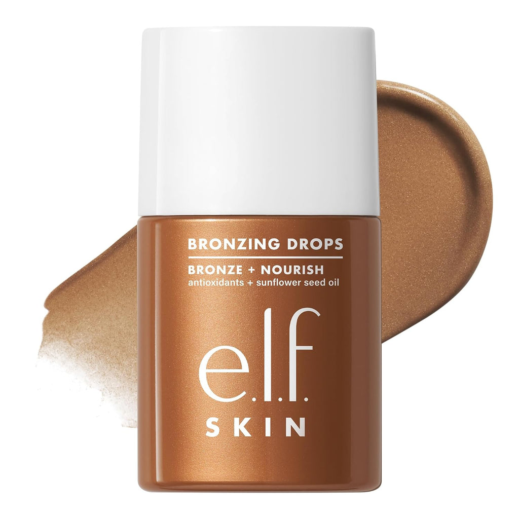 e.l.f. SKIN Bronzing Drops. Pure Gold (Golden Bronze Shimmer) | Liquid Face Tinted Serum with Vitamin E & Sunflower Oil. Shimmer Finish. Vegan & Cruelty-Free. Pure Gold