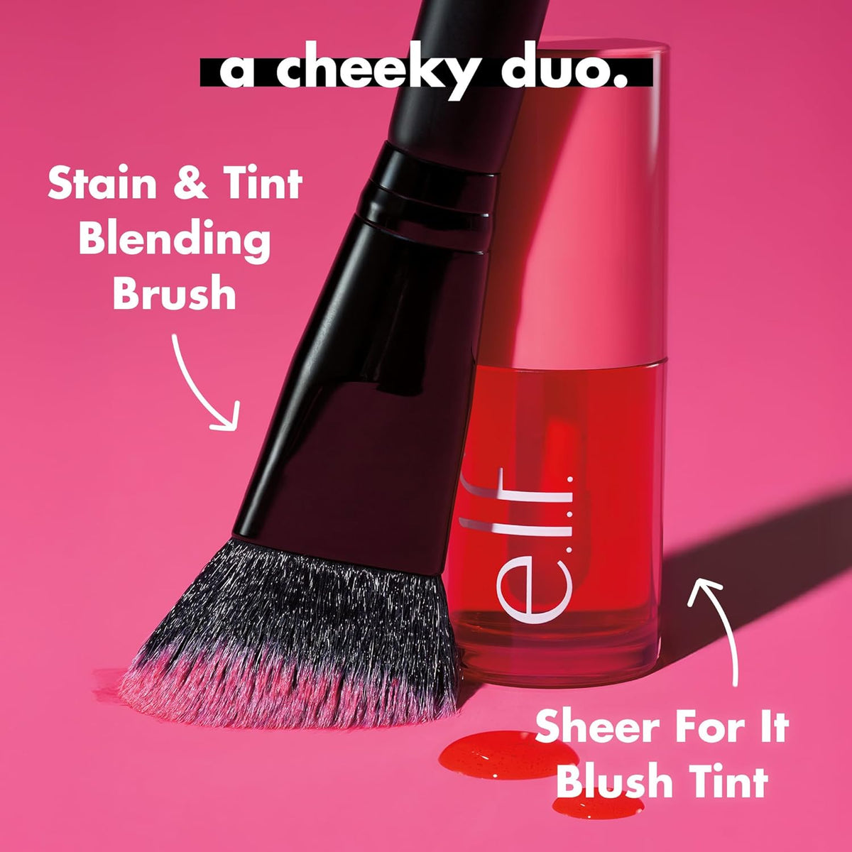 e.l.f. Stain & Tint Blending Brush. Liquid Blush Brush For Blending & Creating An Even Finish. Made With Synthetic Bristles. Vegan & Cruelty-Free