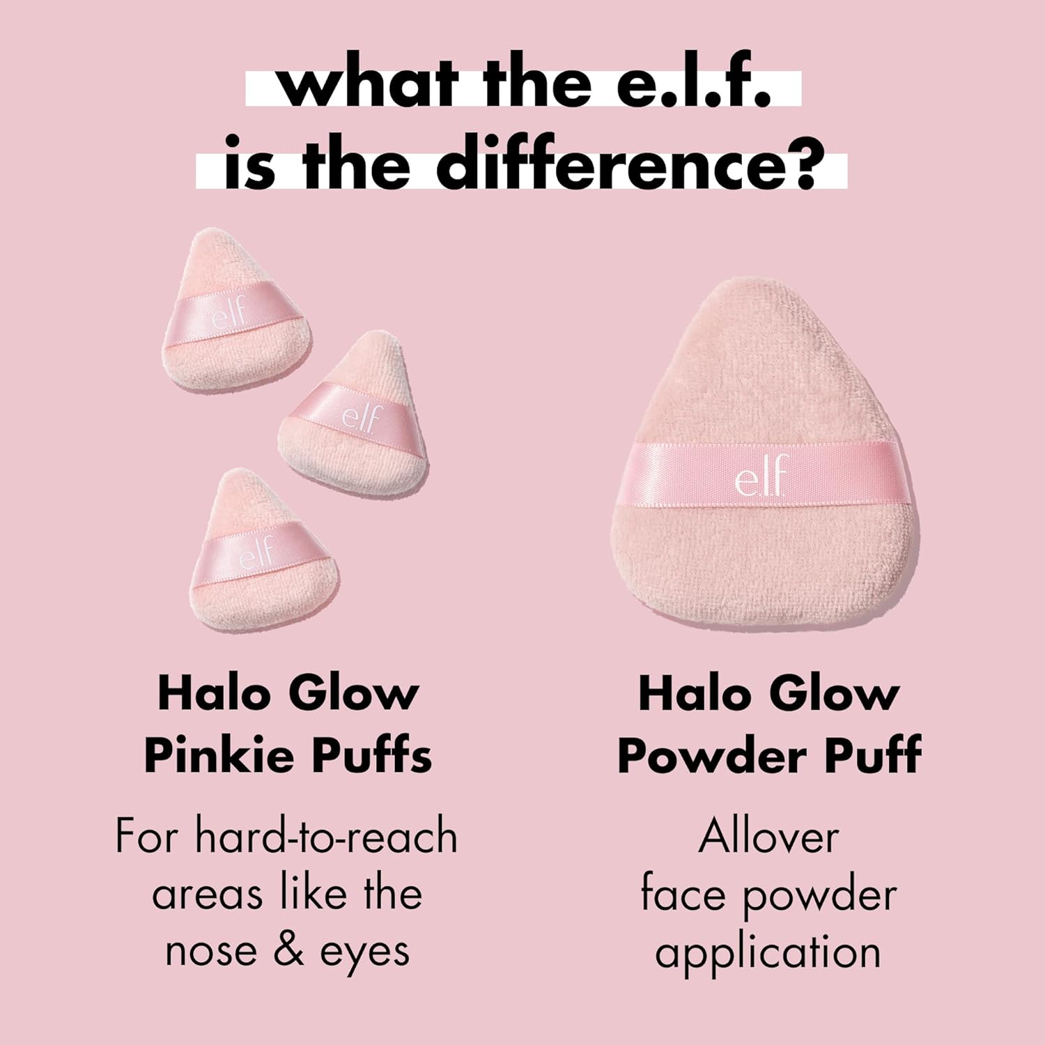 e.l.f. Halo Glow Pinkie Puffs | Finger-sized. Mini Puff For Applying Loose & Pressed Powders. Soft. Reusable & Washable. Vegan & Cruelty-Free. Set of 3