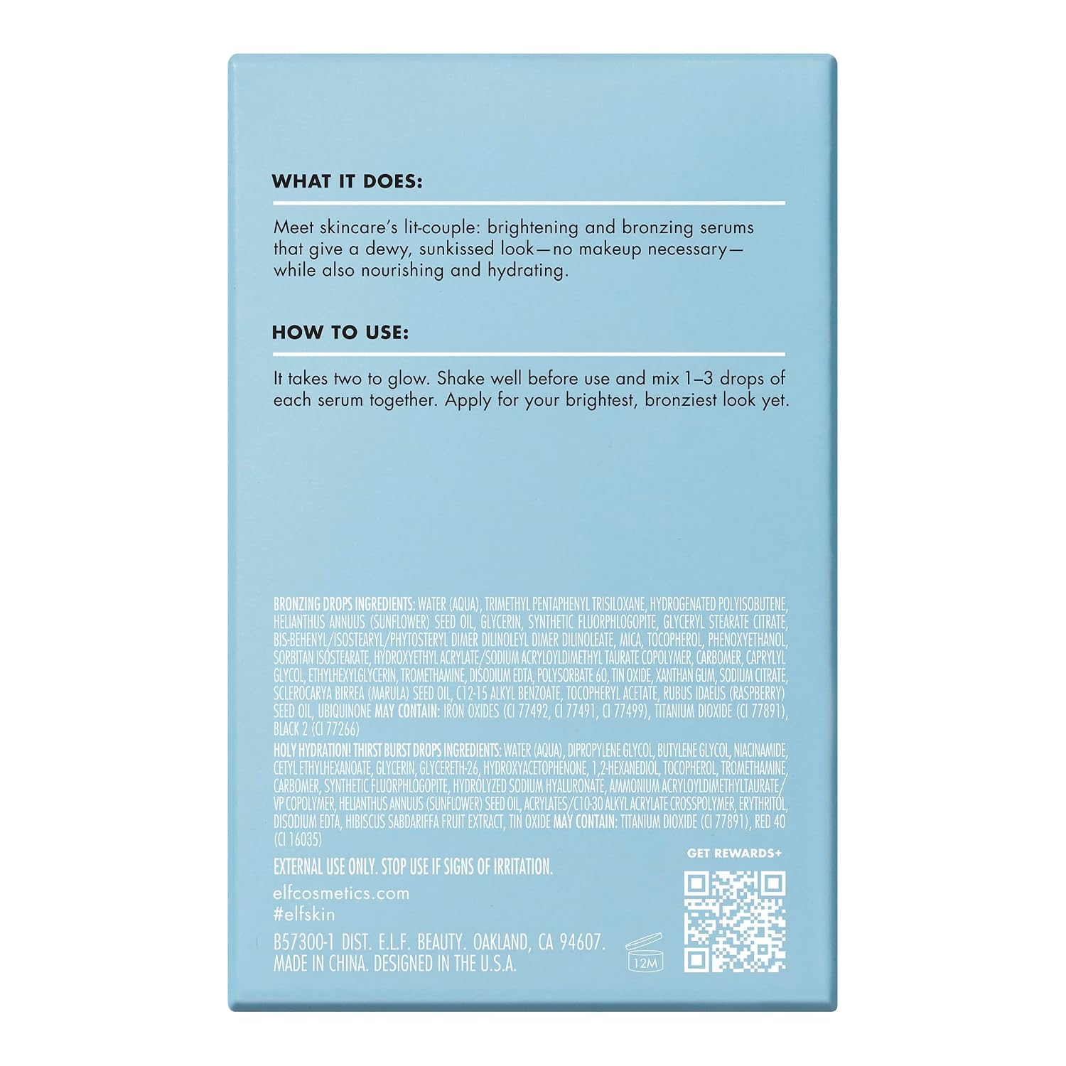 e.l.f. SKIN The Hottest Drops Duo | Holy Hydration! Thirst Burst Drops & Bronzing Drops Skincare Set. For A Dewy. Sun-Kissed Look. Vegan & Cruelty-Free