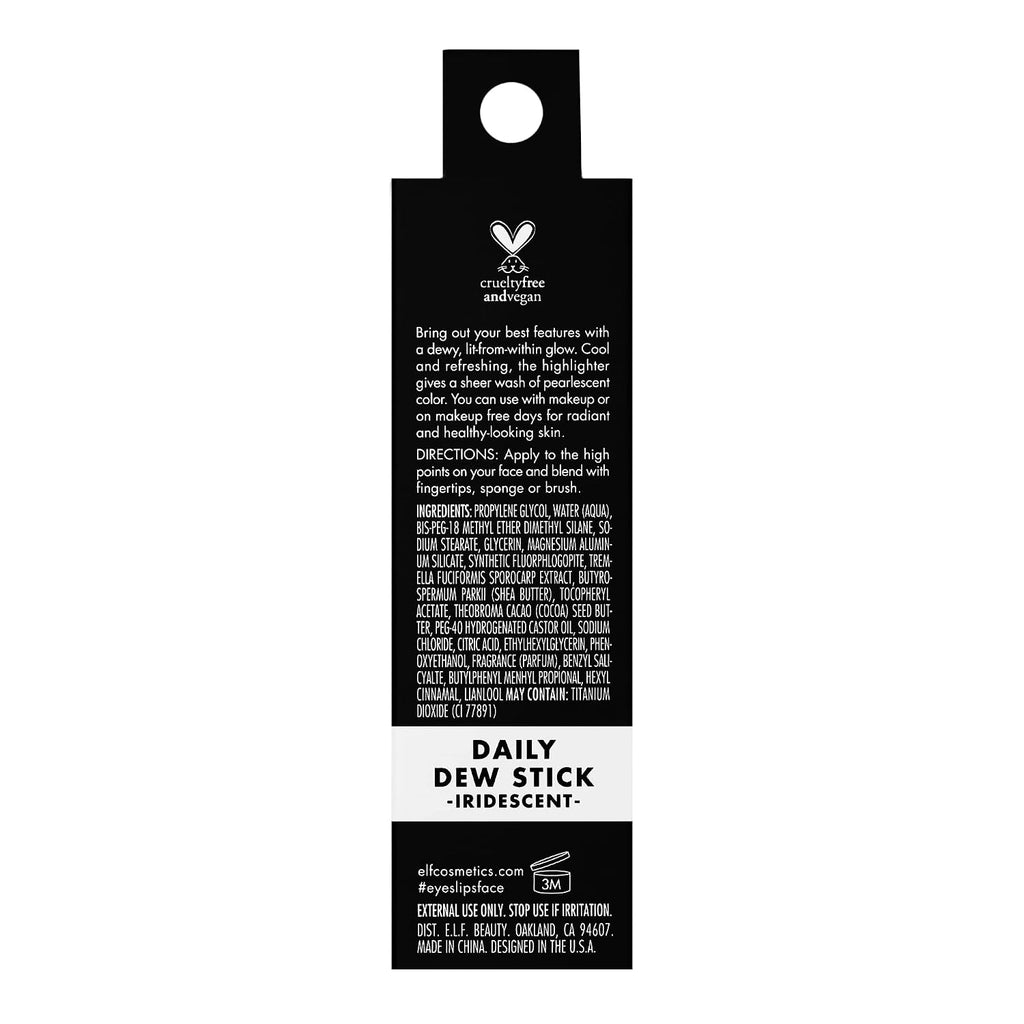 e.l.f. Daily Dew Stick. Cooling Highlighter Stick For Dewy Skin. Gives Your Complexion A Radiant Glow. Vegan & Cruelty-Free. Iridescent