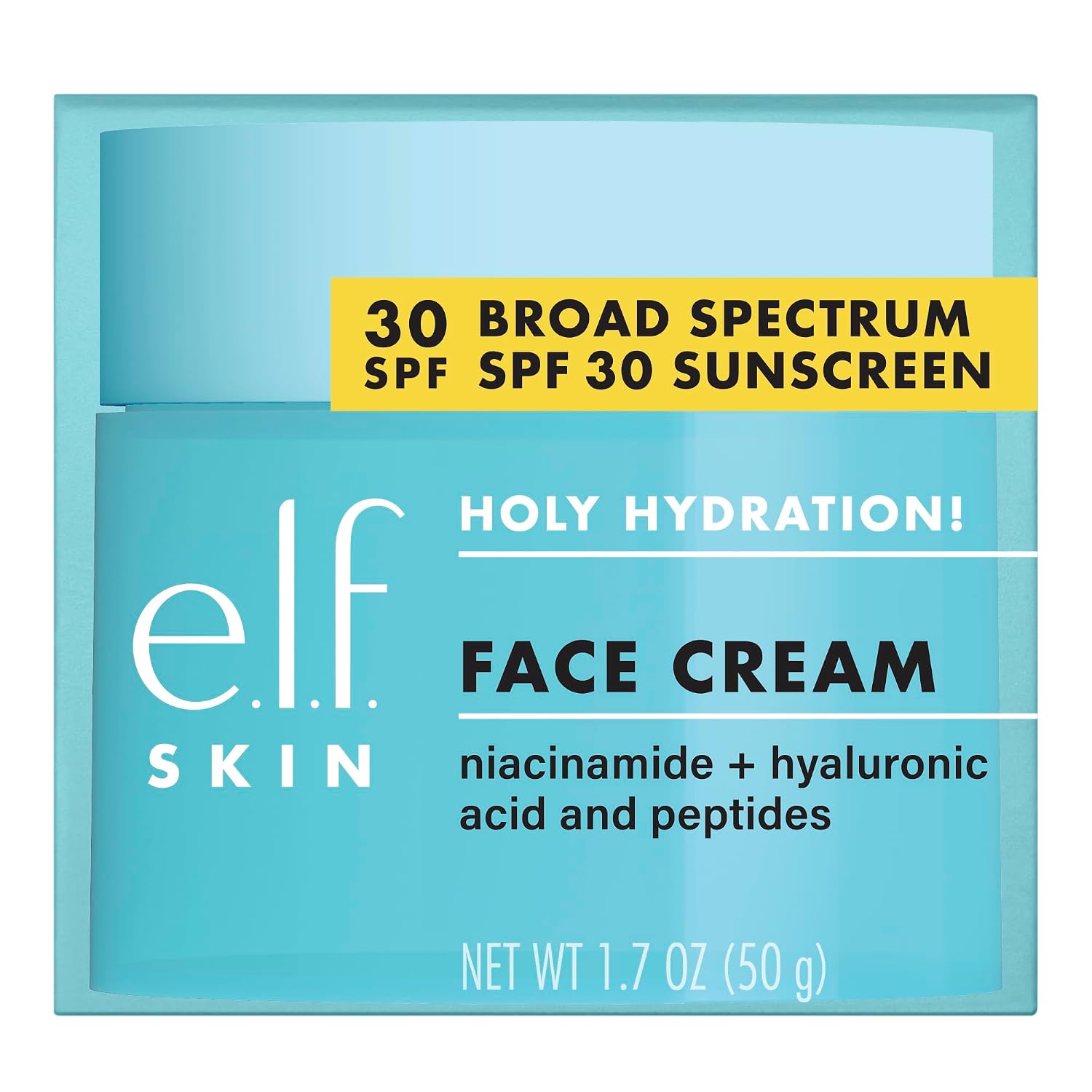 e.l.f. SKIN Holy Hydration! Face Cream SPF 30 Sunscreen Moisturizer. 1.7 oz | Hydrating Daily Face Moisturizer with Niacinamide + Hyaluronic Acid. Lightweight Non-Greasy Feeling. Vegan & Cruelty-Free