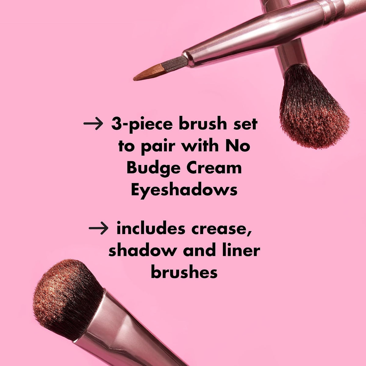 e.l.f. No Budge Brush Trio. 3-Piece Eyeshadow Brush Set For Applying & Blending Color. Use With The No Budge Cream Eyeshadows. Vegan & Cruelty-Free