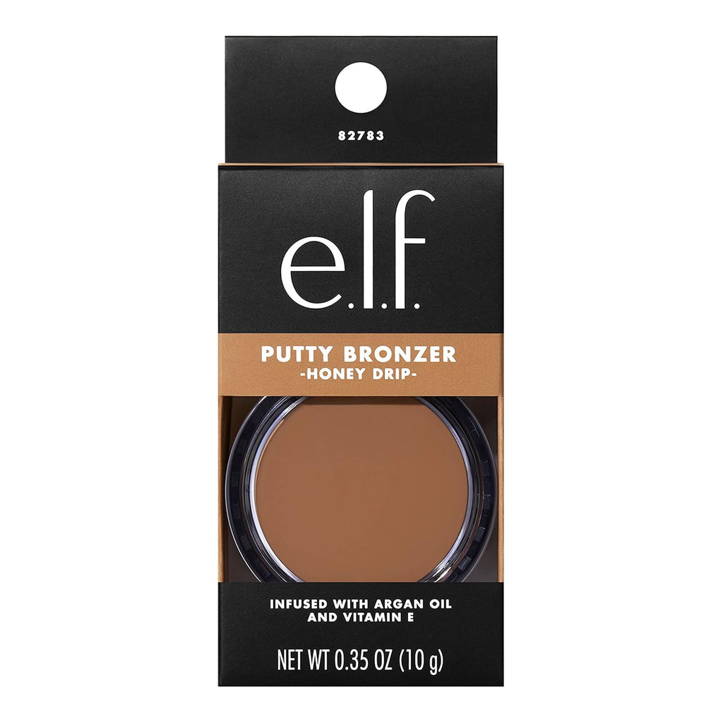 e.l.f. Putty Bronzer. Creamy & Highly Pigmented Formula. Creates a Long-Lasting Bronzed Glow. Infused with Argan Oil & Vitamin E. Honey Drip. 0.35 Oz (10g)