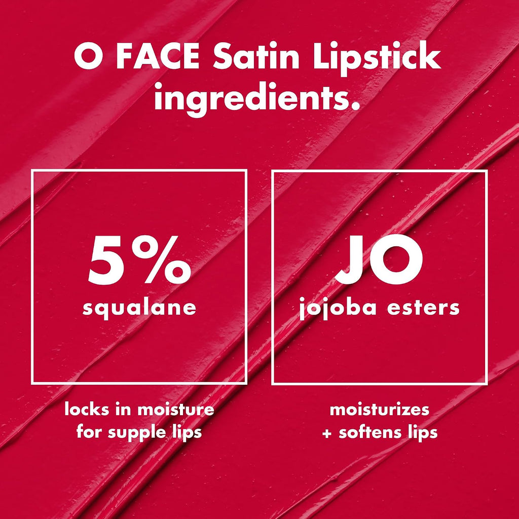 e.l.f. O Face Satin Lipstick. Richly Pigmented. Nourishing & Long-Lasting Creamy Lipstick. Infused With Jojoba. Vegan & Cruelty-Free. Me. Myself And I