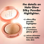 e.l.f. Halo Glow Silky Powder Highlighter. Long-Lasting Luminous Face Finish. Cake-Resistant With Micro-Shimmer. Vegan & Cruelty-Free. Bronzed Baddie