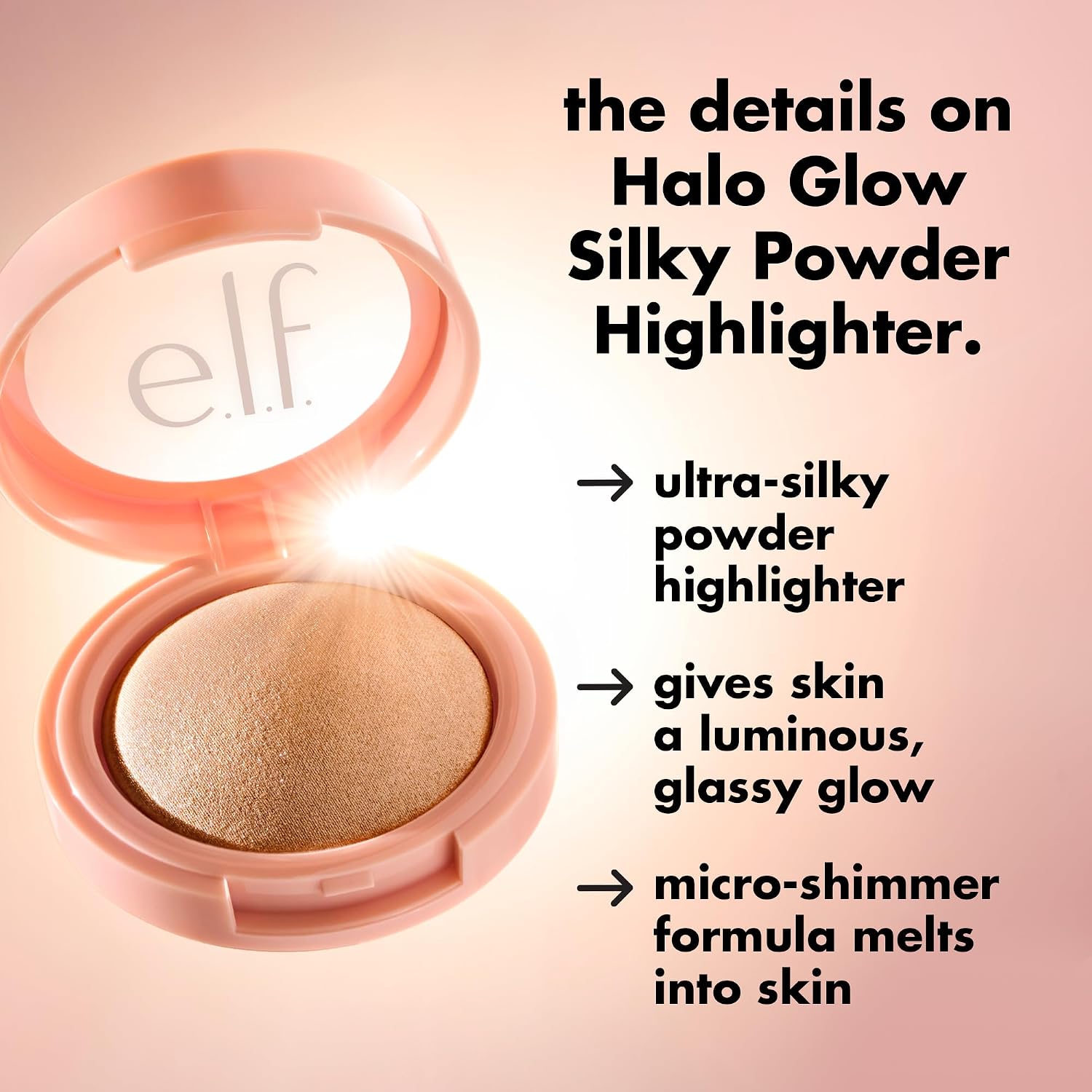 e.l.f. Halo Glow Silky Powder Highlighter. Long-Lasting Luminous Face Finish. Cake-Resistant With Micro-Shimmer. Vegan & Cruelty-Free. Bronzed Baddie