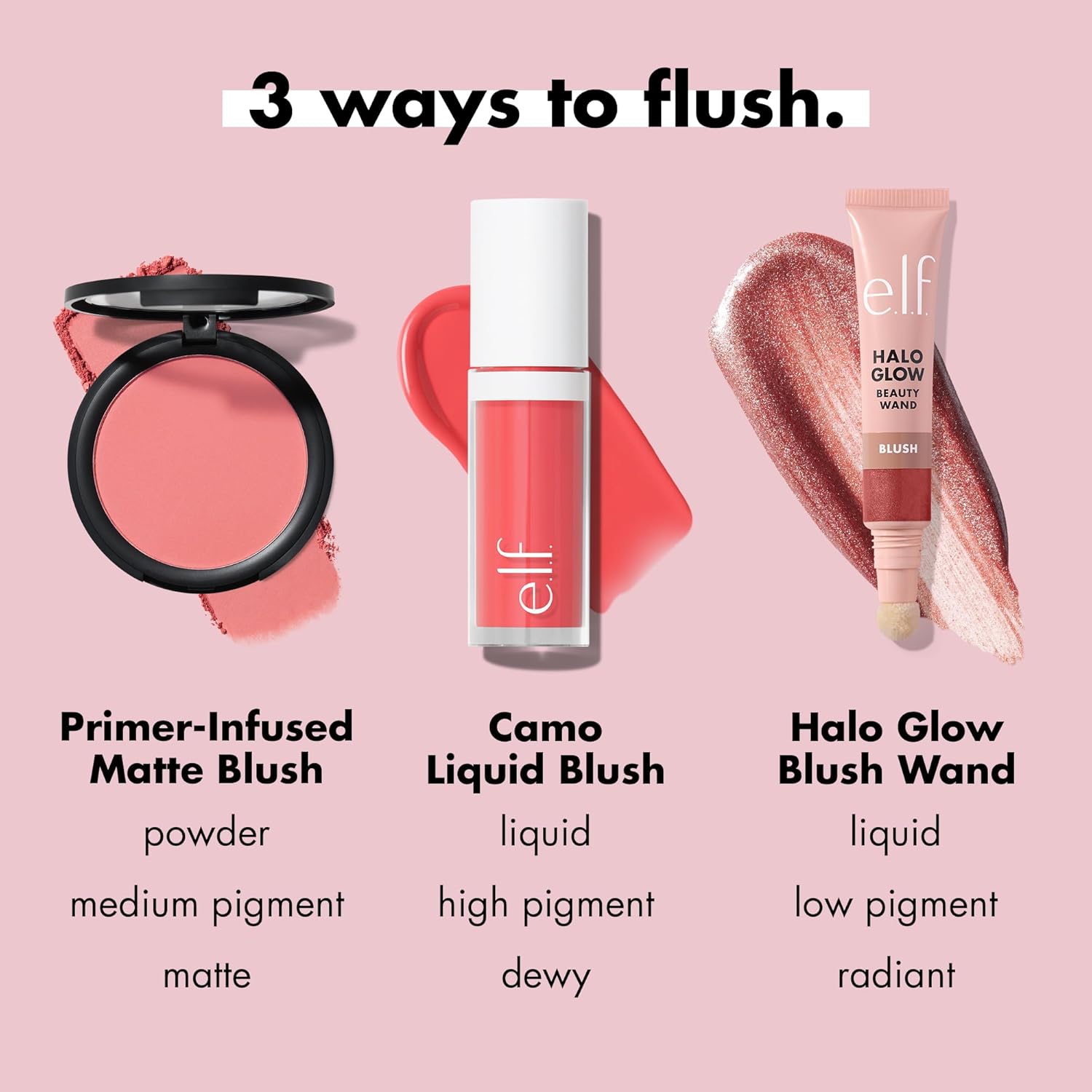 e.l.f. Primer-Infused Blush. Long-Wear. Matte. Bold. Lightweight. Blends Easily. Contours Cheeks. All-Day Wear. 0.35 Oz