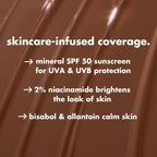 e.l.f. Halo Glow Skin Tint SPF 50. Hydrating & Tinted. 5 Light Warm | Lightweight Buildable Coverage. Dewy. Hydrated Finish. Broad-Spectrum SPF 50. Zinc Oxide & Niacinamide. Vegan & Cruelty-Free