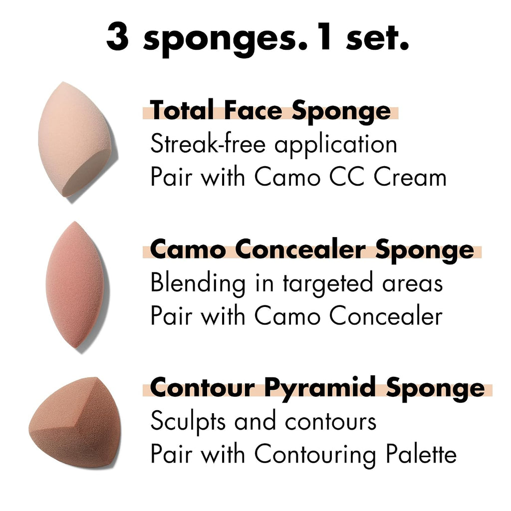 e.l.f. Total Sponge Set. Multi-use Makeup Sponge Set For Flawless Blending. Great For Powder Or Liquid Concealer & Foundation. Vegan & Cruelty-Free