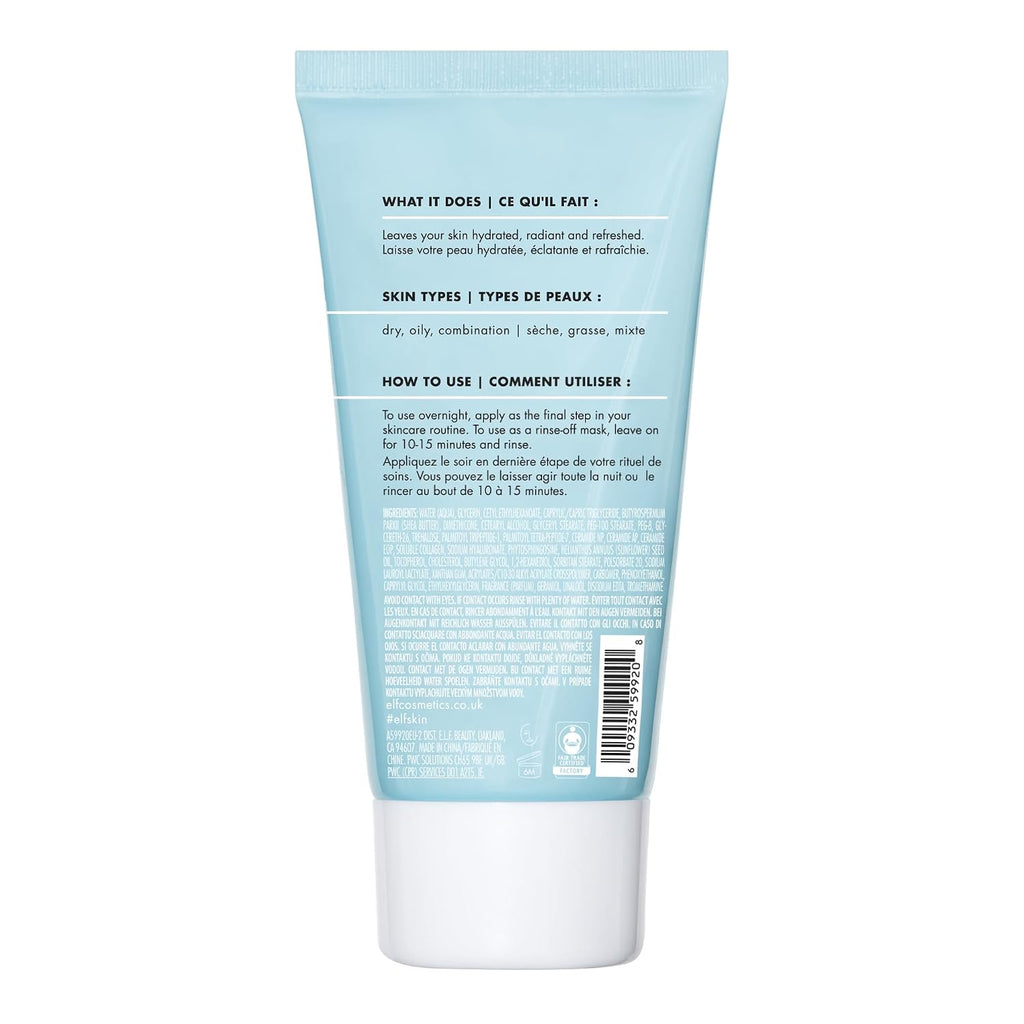 e.l.f. SKIN Holy Hydration! Sleeping Mask. Moisturizing & Plumping Dual-Use Sleep Or Rinse-Off Face Mask. Soothes Skin With A Creamy Formula