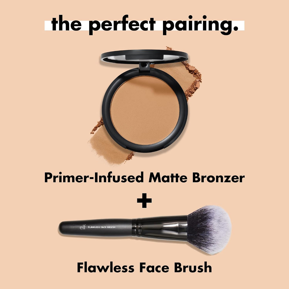 e.l.f. Primer-Infused Bronzer. Tan O'Clock | Long-Lasting. Lightweight & Buildable Powder Bronzer. Delivers A Matte Finish. Vegan & Cruelty-Free. Tan O' Clock