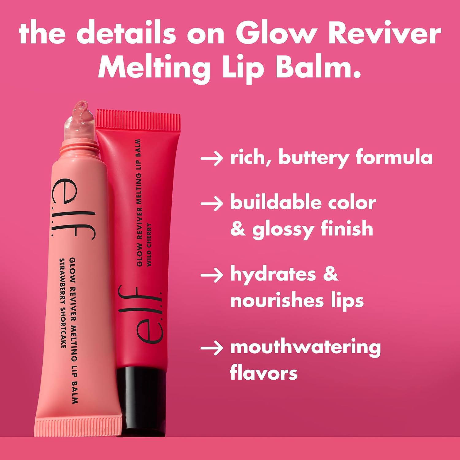 e.l.f. Glow Reviver Melting Lip Balm. Tinted. Vanilla Soft Serve | Hydrating & Glossy. Buildable Sheer Color. Soft Texture with Hyaluronic Acid Blend & Nourishing Butters. Vegan & Cruelty-Free