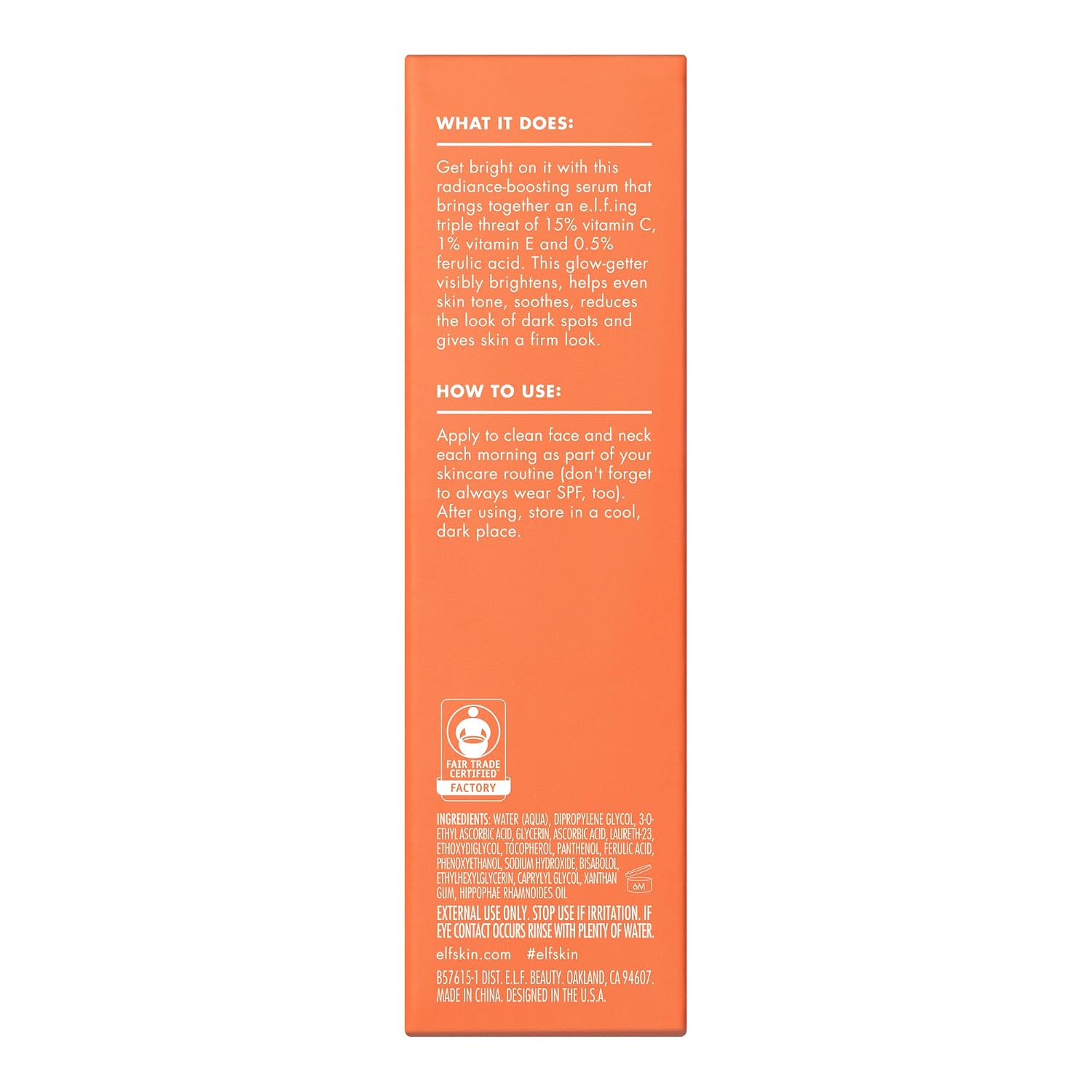 e.l.f. SKIN Bright Icon Vitamin C + E + Ferulic Serum. 1 oz | Brightening Serum with 15% Vitamin C. 1% Vitamin E & 0.5% Ferulic Acid. Helps the Look of Dark Spots. Vegan & Cruelty-Free