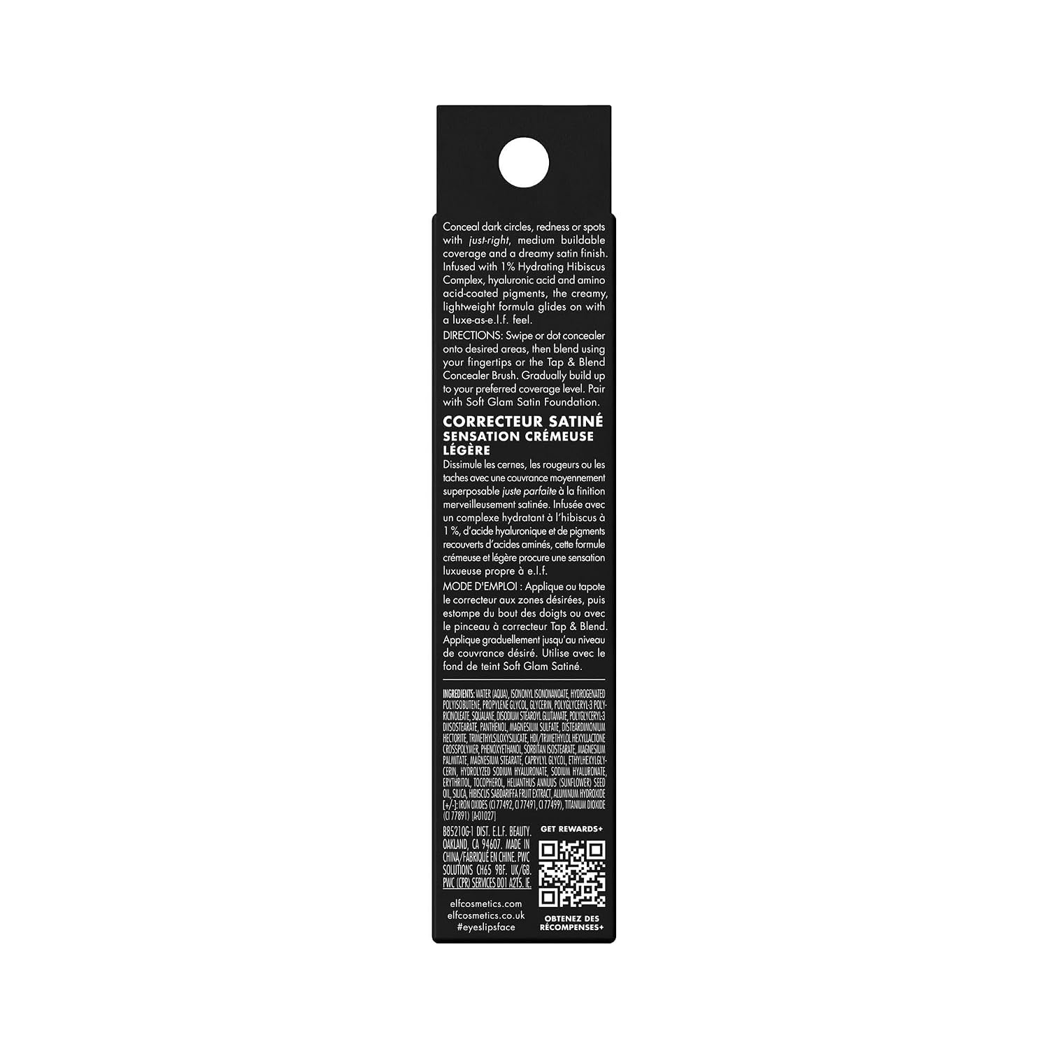 e.l.f. Soft Glam Satin Concealer. Medium Coverage. 65 Rich Neutral | Hydrating Hyaluronic Acid & 1% Hibiscus Complex. Crease-Resistant. Lightweight Formula. Vegan & Cruelty-Free