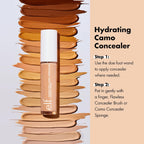 e.l.f. Hydrating Camo Concealer. Full Coverage. Light Peach | Satin Finish. Under-Eye & Blemish Coverage. Hydrating Formula. Long-Lasting Wear. Non-Creasing. Vegan & Cruelty-Free