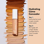 e.l.f. Hydrating Camo Concealer. Full Coverage. Rich Chocolate | Satin Finish. Under-Eye & Blemish Coverage. Hydrating Formula. Long-Lasting Wear. Non-Creasing. Vegan & Cruelty-Free
