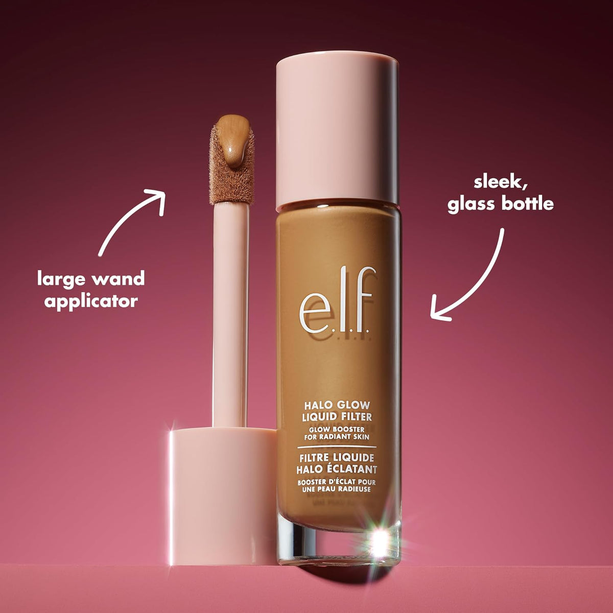 e.l.f. Halo Glow Liquid Filter. Hydrating Complexion Boost. 0.5 Fair | Soft Focus. Luminous Natural Glow for Face & Body. Infused with Hyaluronic Acid & Squalene. Vegan & Cruelty-Free
