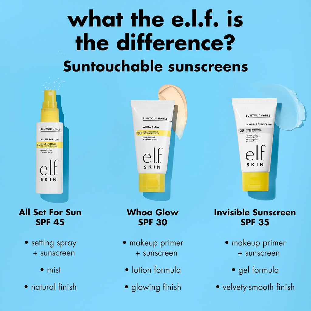 e.l.f. SKIN Suntouchable Invisible SPF 35 Sunscreen | Lightweight Gel for Under Makeup. Daily Face Sunscreen for Women. Vegan & Cruelty-Free