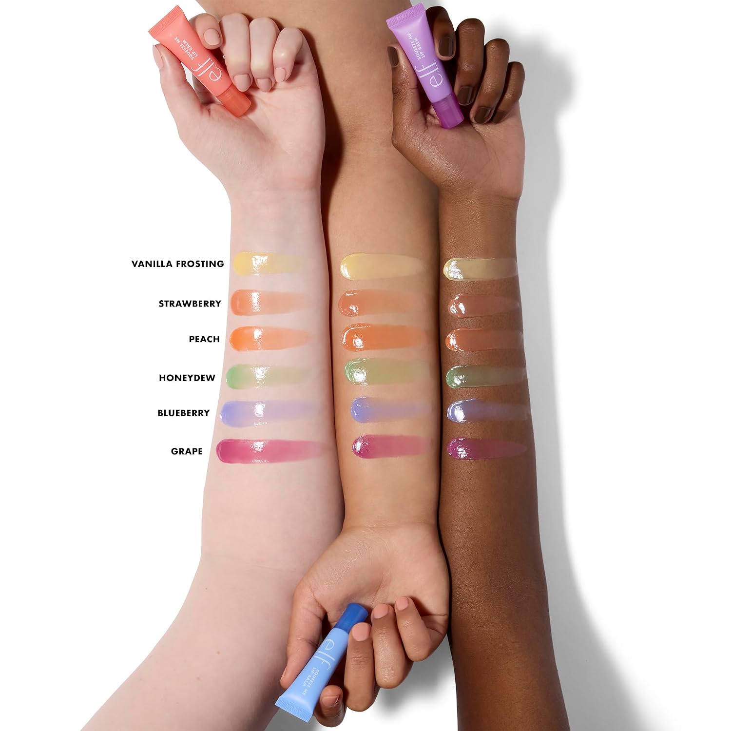 e.l.f. Squeeze Me Lip Balm. Peach | Moisturizing Lip Balm For A Sheer Tint Of Color. Infused With Hyaluronic Acid. Vegan & Cruelty-free