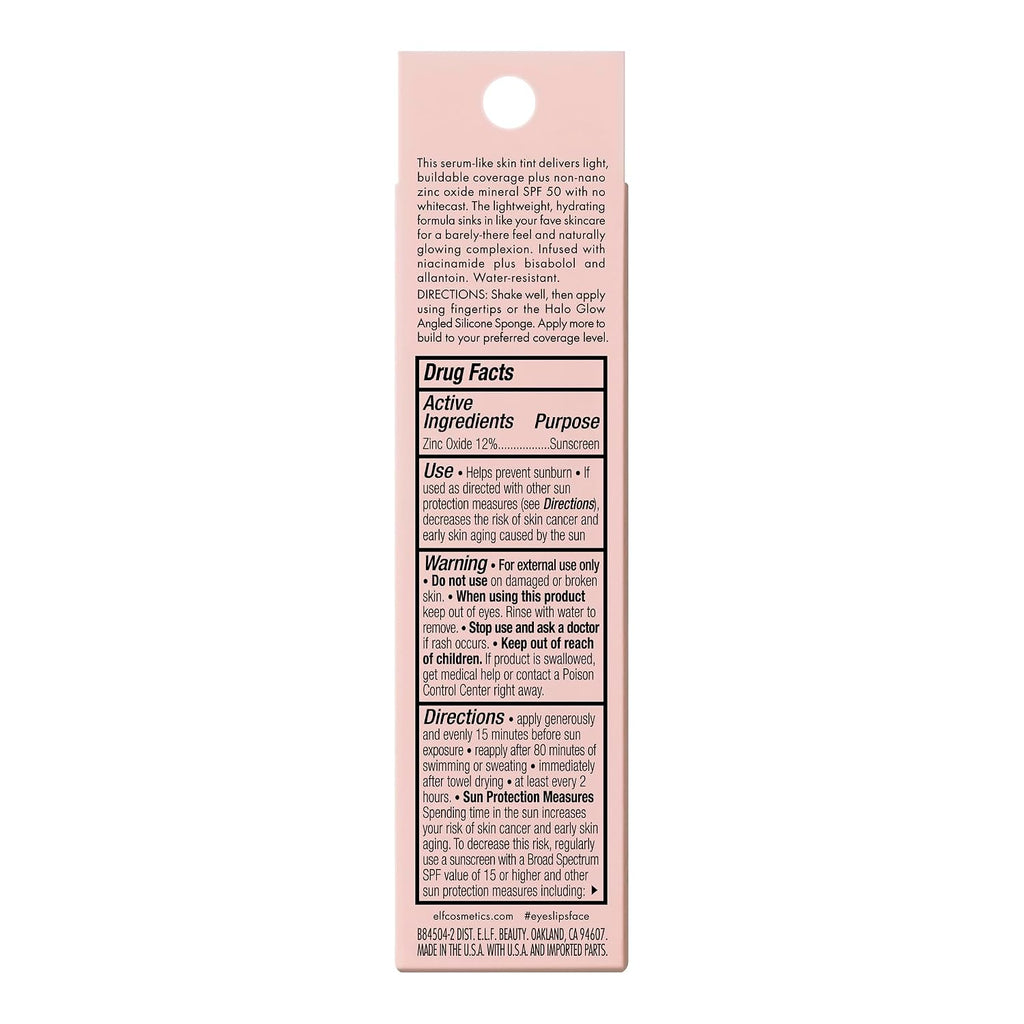 e.l.f. Halo Glow Skin Tint SPF 50. 1 Fair Neutral | Tinted Moisturizer For Light. Buildable Coverage. Creates A Natural Glow. Vegan & Cruelty-Free