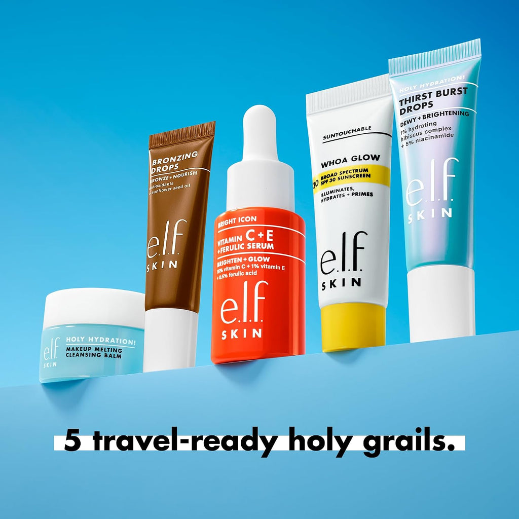 e.l.f. SKIN Best & Obsessed Skincare Kit | Travel-Size Makeup Remover. Sunscreen & Brightening Serums For Glowy Skin. Vegan & Cruelty-Free