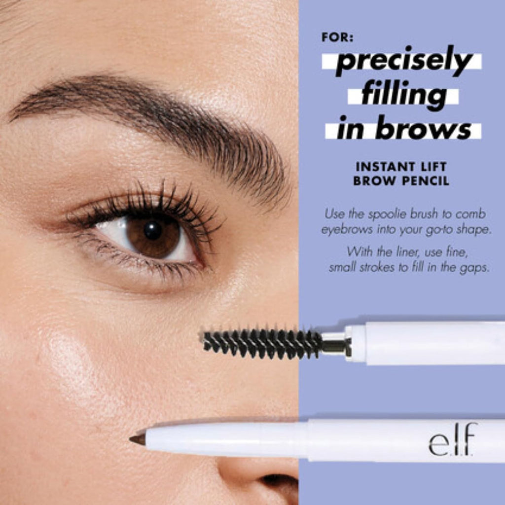 e.l.f. Instant Lift Brow Pencil. Dual-Sided. Neutral Brown. 2-Pack | Retractable Precision-Tip Brow Pencil with Grooming Spoolie for Buildable Natural-Looking Color. Vegan & Cruelty-Free