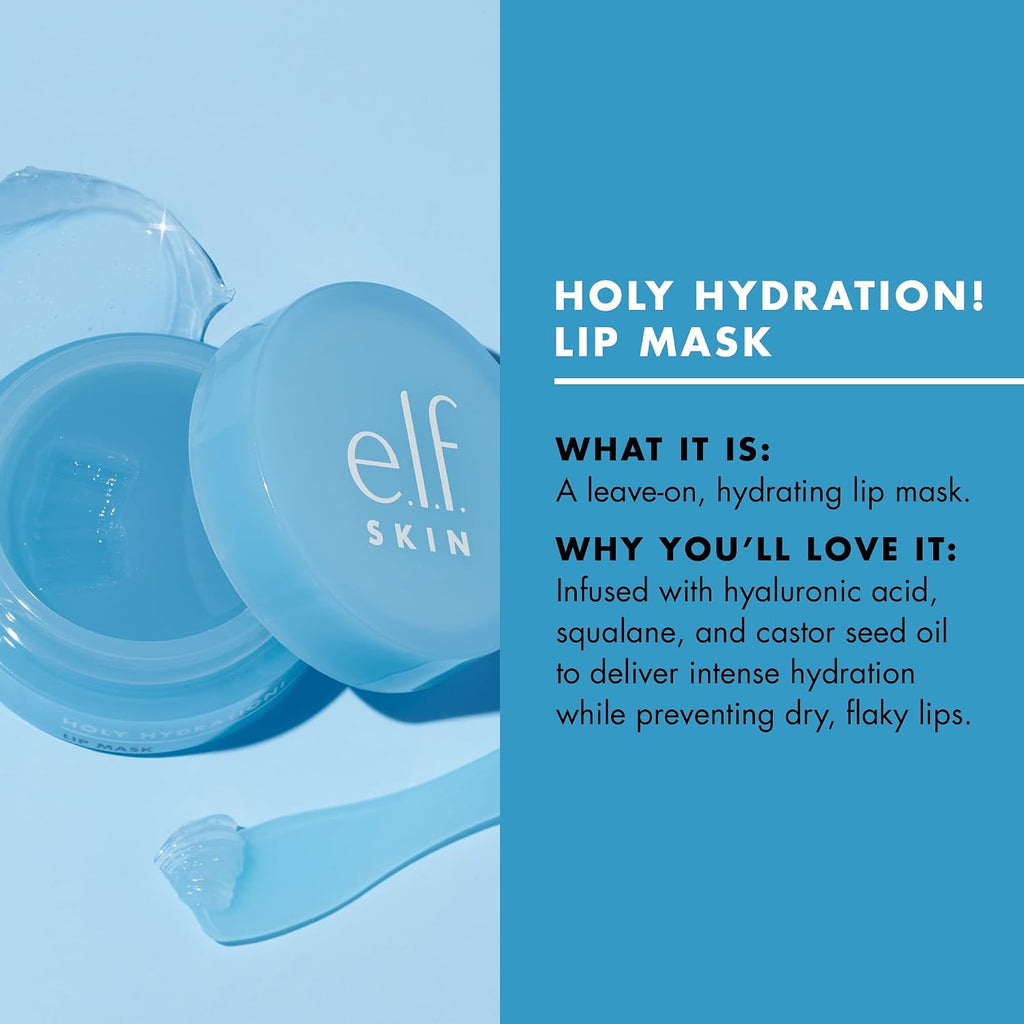 e.l.f. SKIN Holy Hydration! Lip Mask. Hydrating Lip Mask For A Softer & Smoother Pout. Infused With Hyaluronic Acid. Non-Sticky. Vegan & Cruelty-Free