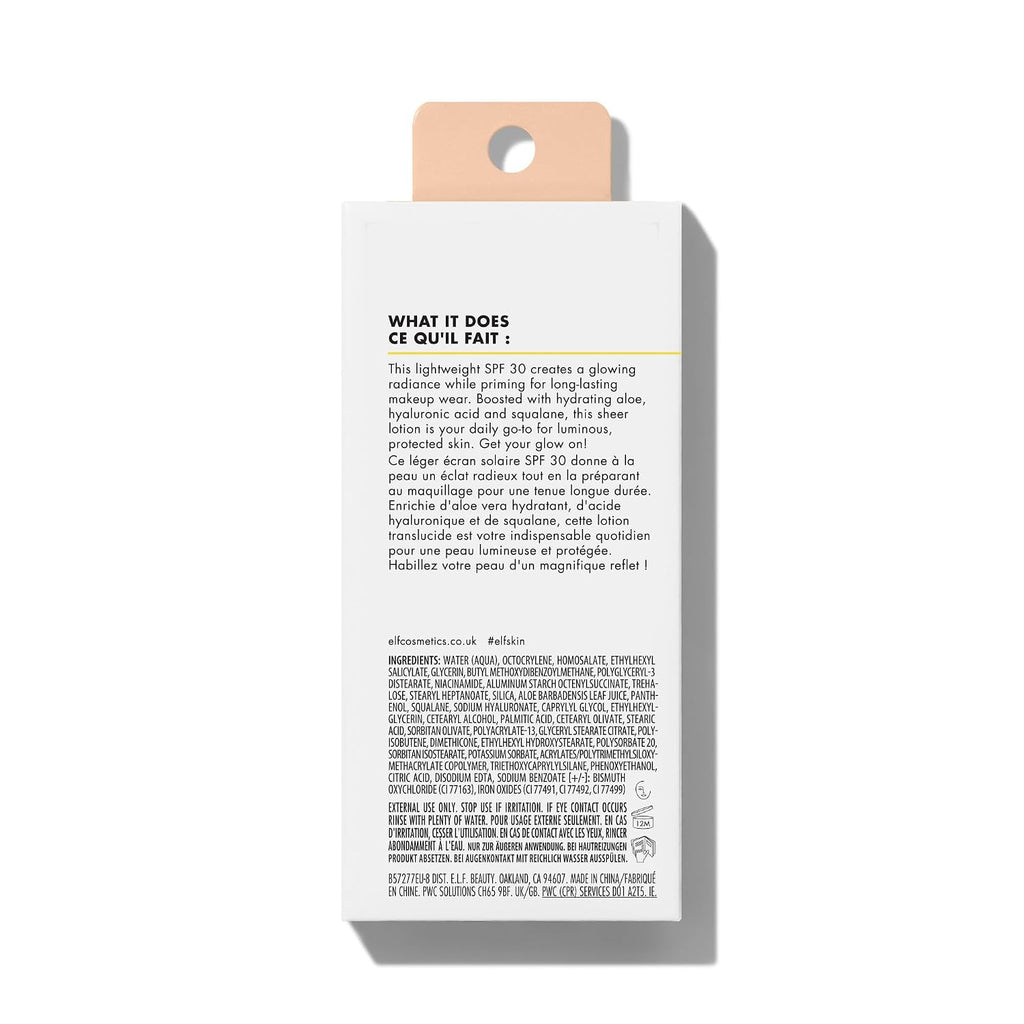 e.l.f. SKIN Suntouchable Whoa Glow SPF 30. Sunbeam | Face Sunscreen & Makeup Primer with Hyaluronic Acid. Vegan & Cruelty-Free
