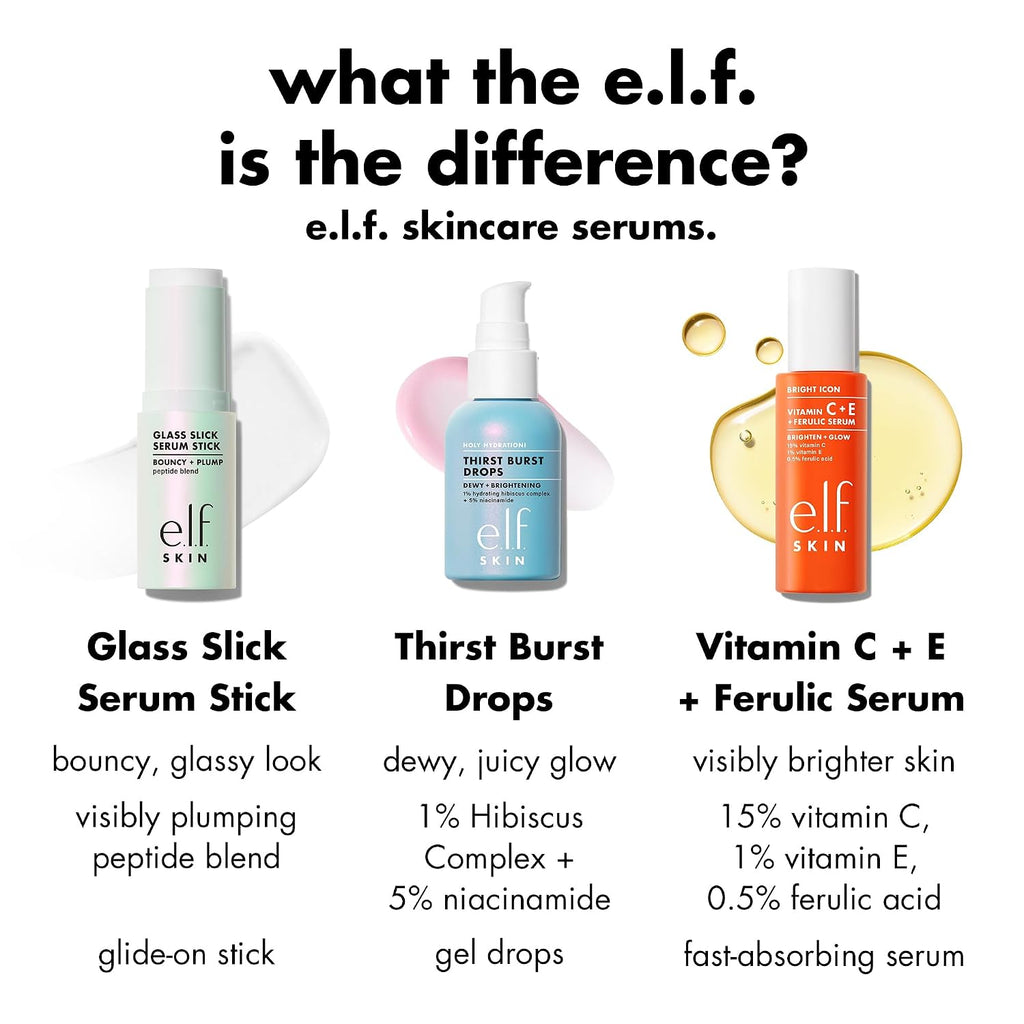e.l.f. SKIN Glass Slick Serum Stick | Balm Face Serum. Helps Visibly Plump & Smooth Complexion with Nourishing Peptides. Vegan & Cruelty-Free