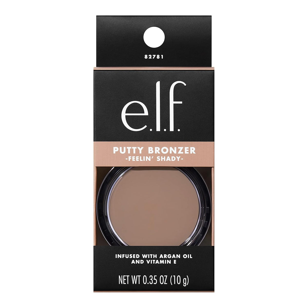 e.l.f. Putty Bronzer. Creamy & Highly Pigmented Formula. Creates a Long-Lasting Bronzed Glow. Infused with Argan Oil & Vitamin E. Feelin' Shady. 0.35 Oz (10g)