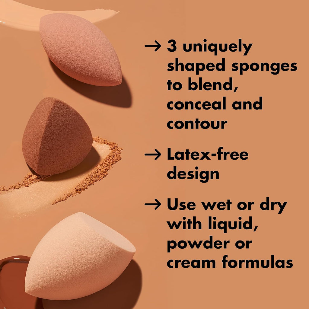 e.l.f. Total Sponge Set. Multi-use Makeup Sponge Set For Flawless Blending. Great For Powder Or Liquid Concealer & Foundation. Vegan & Cruelty-Free