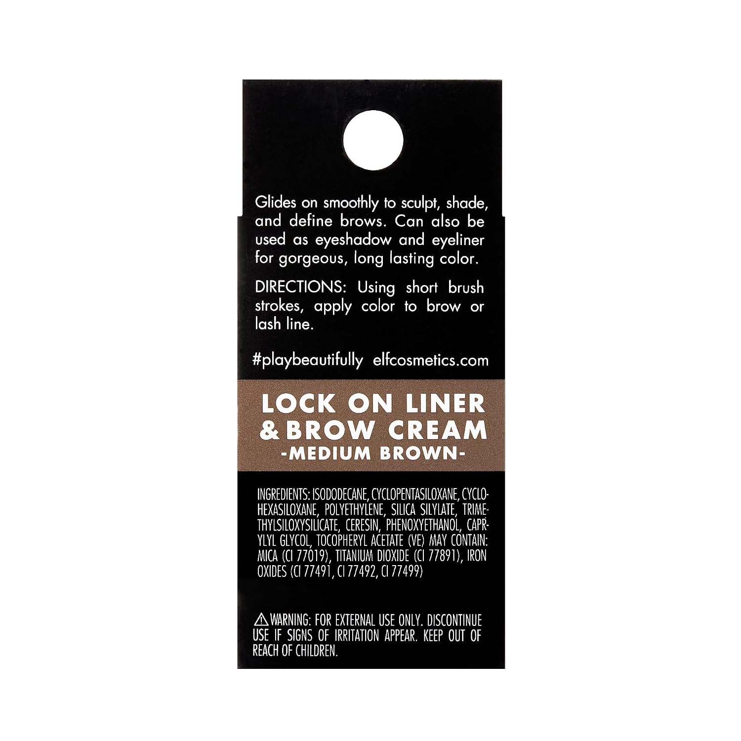 e.l.f. Lock On Liner And Brow Cream Sculpts and Defines Eyebrows Medium Brown 0.19 Oz (5.5g)