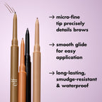 e.l.f. Micro-Fine Brow Pencil. Black | Waterproof Brow Color & Spoolie For Shaping Brows & Creating A Feathered Natural-Looking Finish. Vegan & Cruelty-Free