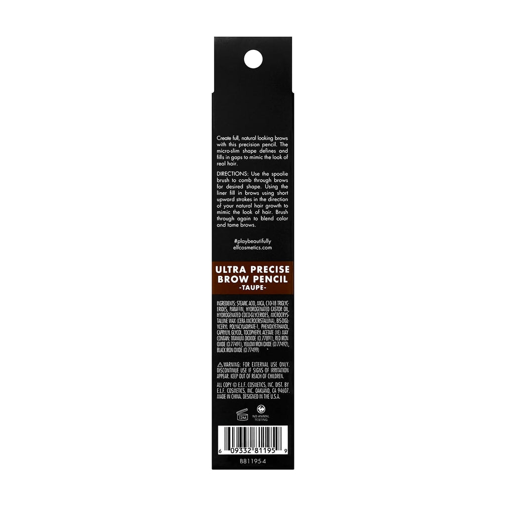 e.l.f. Ultra Precise Brow Pencil. Dual-Ended. Ultra Fine Tip Defines & Fills Eyebrows. Creamy Formula. Vegan & Cruelty-Free. Taupe