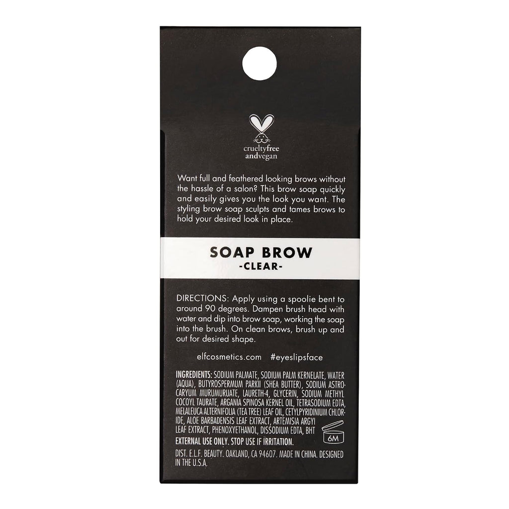 e.l.f. Soap Brow. Clear Brow Pomade For Shaping & Taming Brows To Stay Put. Long-Wear With Firm Hold. Universal Color. Vegan & Cruelty-Free
