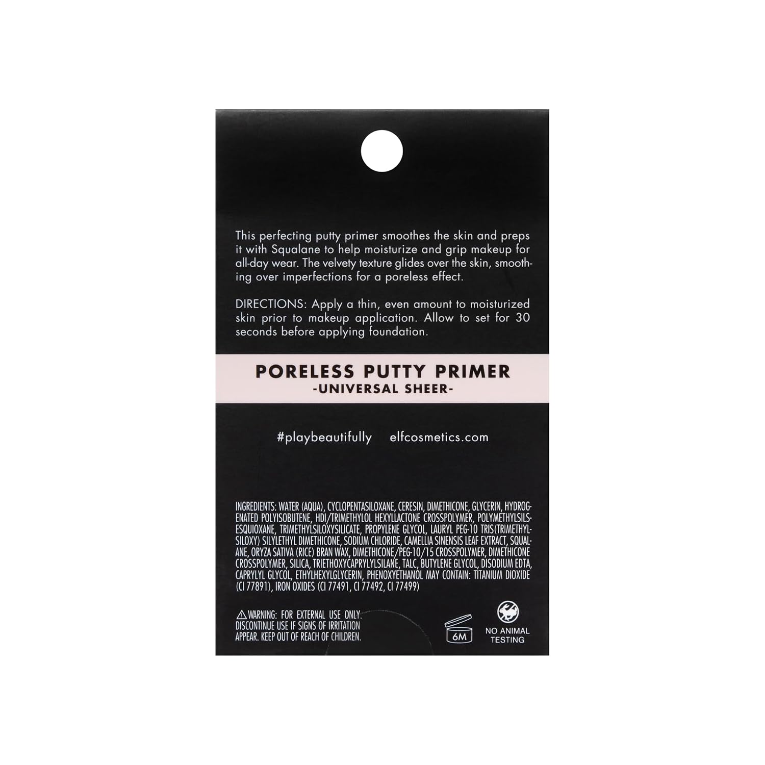 e.l.f. Poreless Face Primer. Skin-Perfecting & Lightweight. Long Lasting. Smooths & Preps to Create Flawless Base. Infused with Tea Tree and Vitamins A & E. 2 Fl Oz