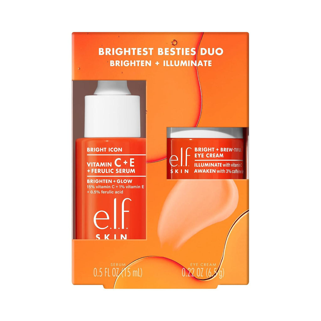 e.l.f. SKIN Brightest Besties Duo. Travel-Sized Skincare Set. Brightening Face Serum & Vitamin C Eye Cream. Boosts Radiance. Depuffs & Evens Skin Tone. Vegan & Cruelty-Free