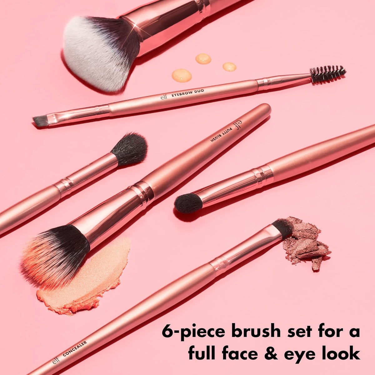 e.l.f. Flawless Face Kit. 6-Piece Brush Collection. Brushes For Face. Eyes & Brows. Vegan & Cruelty-Free