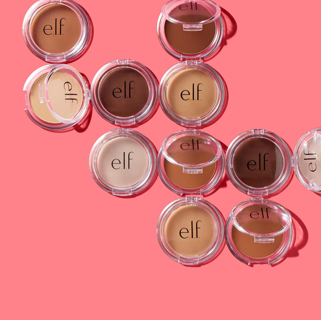 e.l.f. Prime & Stay Finishing Powder. Sets Makeup. Controls Shine & Smooths Complexion. Delivers A Matte Finish. Vegan & Cruelty-Free. Light/Medium