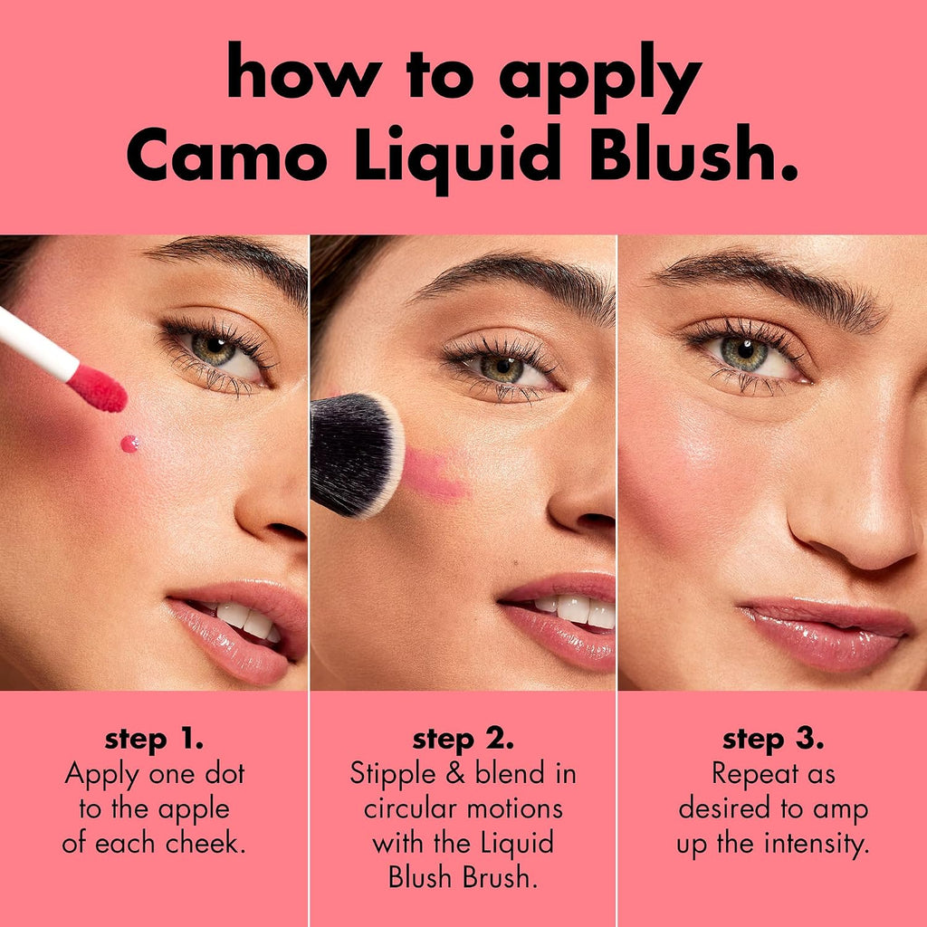 e.l.f. Camo Liquid Blush. Buildable & Blendable. Pinky Promise | Lightweight Liquid Formula. Long-Lasting Wear. High-Pigment Color. Smooth Application. Buildable. Vegan & Cruelty-Free