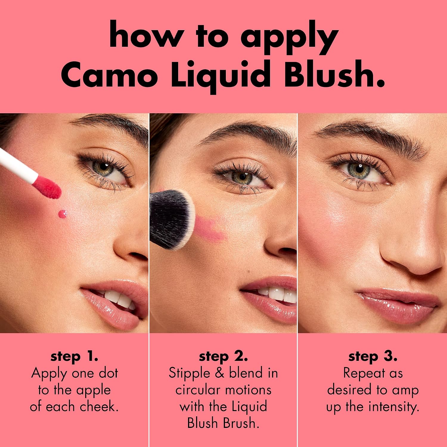 e.l.f. Camo Liquid Blush. Buildable & Blendable. Pinky Promise | Lightweight Liquid Formula. Long-Lasting Wear. High-Pigment Color. Smooth Application. Buildable. Vegan & Cruelty-Free
