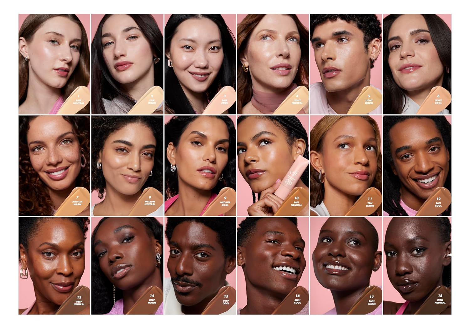 e.l.f. Halo Glow Skin Tint SPF 50. Hydrating & Tinted. 5 Light Warm | Lightweight Buildable Coverage. Dewy. Hydrated Finish. Broad-Spectrum SPF 50. Zinc Oxide & Niacinamide. Vegan & Cruelty-Free