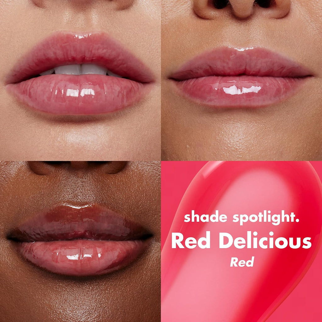 e.l.f. Glow Reviver Lip Oil. Tinted. Hydrating & Non-Sticky. Red Delicious | High-Shine Tinted Lip Oil. Hydrating. Infused with Jojoba & Nourishing Oils. Glossy Formula. Vegan & Cruelty-Free