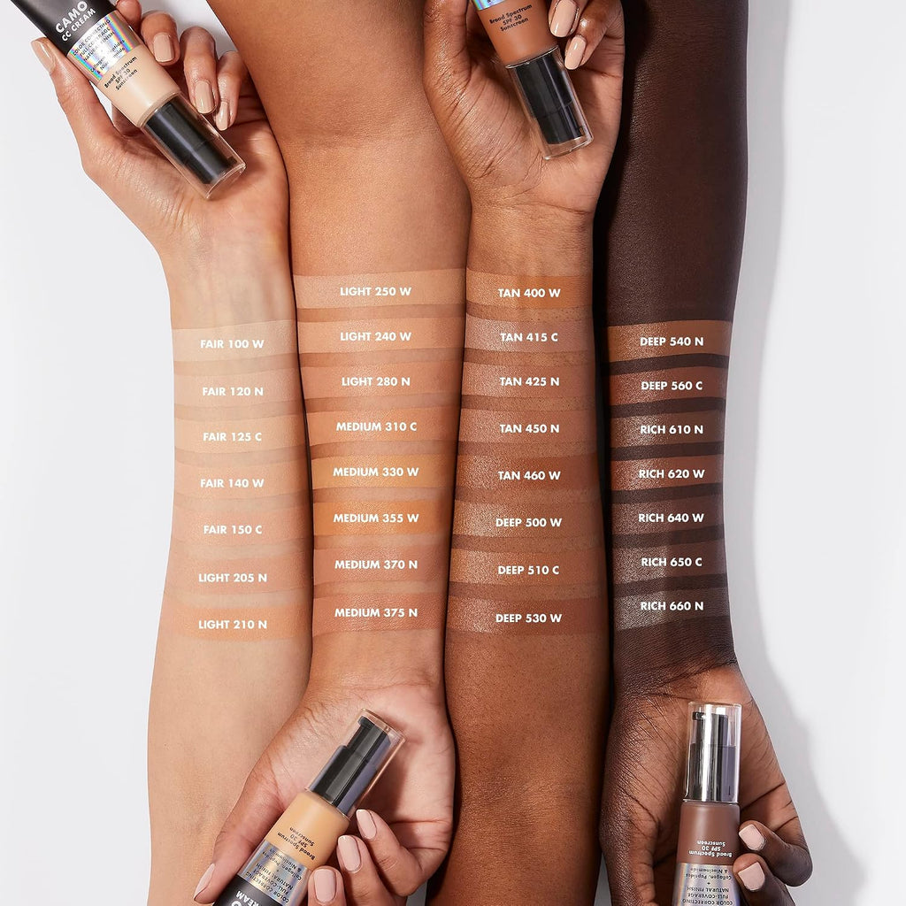 e.l.f. Camo CC Cream. SPF 30 Color-Correcting Medium-To-Full Coverage Face Foundation. Delivers An Airbrushed Finish. Vegan & Cruelty-Free. Light 250 W