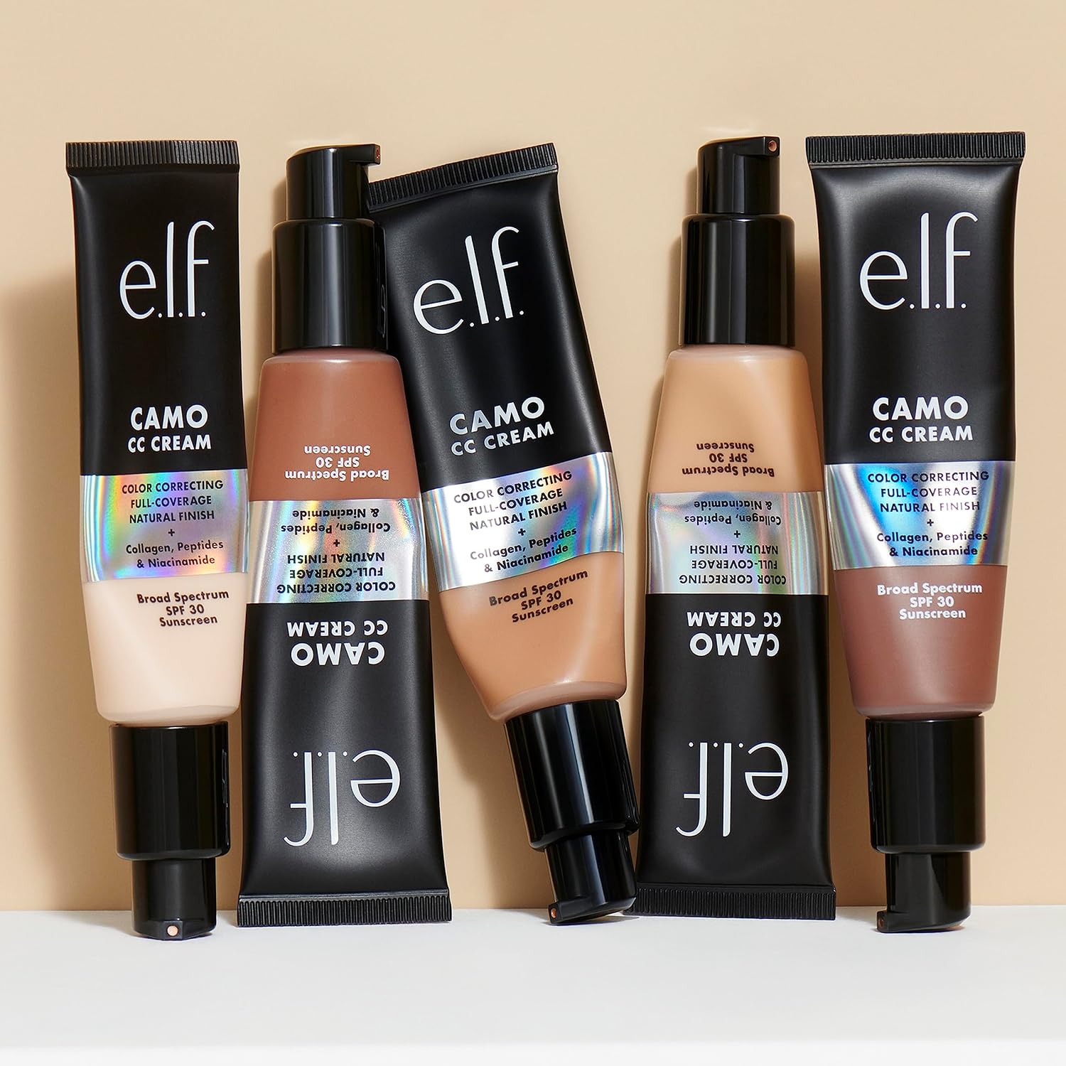 e.l.f. Camo CC Cream. SPF 30 Color-Correcting Medium-To-Full Coverage Face Foundation. Delivers An Airbrushed Finish. Vegan & Cruelty-Free. Deep 560 C