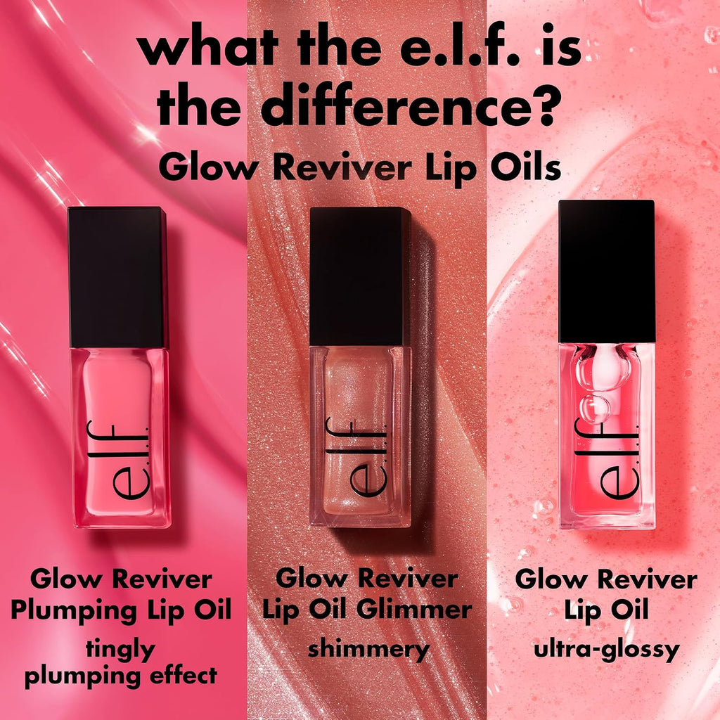 e.l.f. Glow Reviver Plumping Lip Oil. Burst Bubble | Tinted Lip Plumper For A High-Shine. Plump Finish. Infused With Jojoba Oil. Vegan & Cruelty-Free