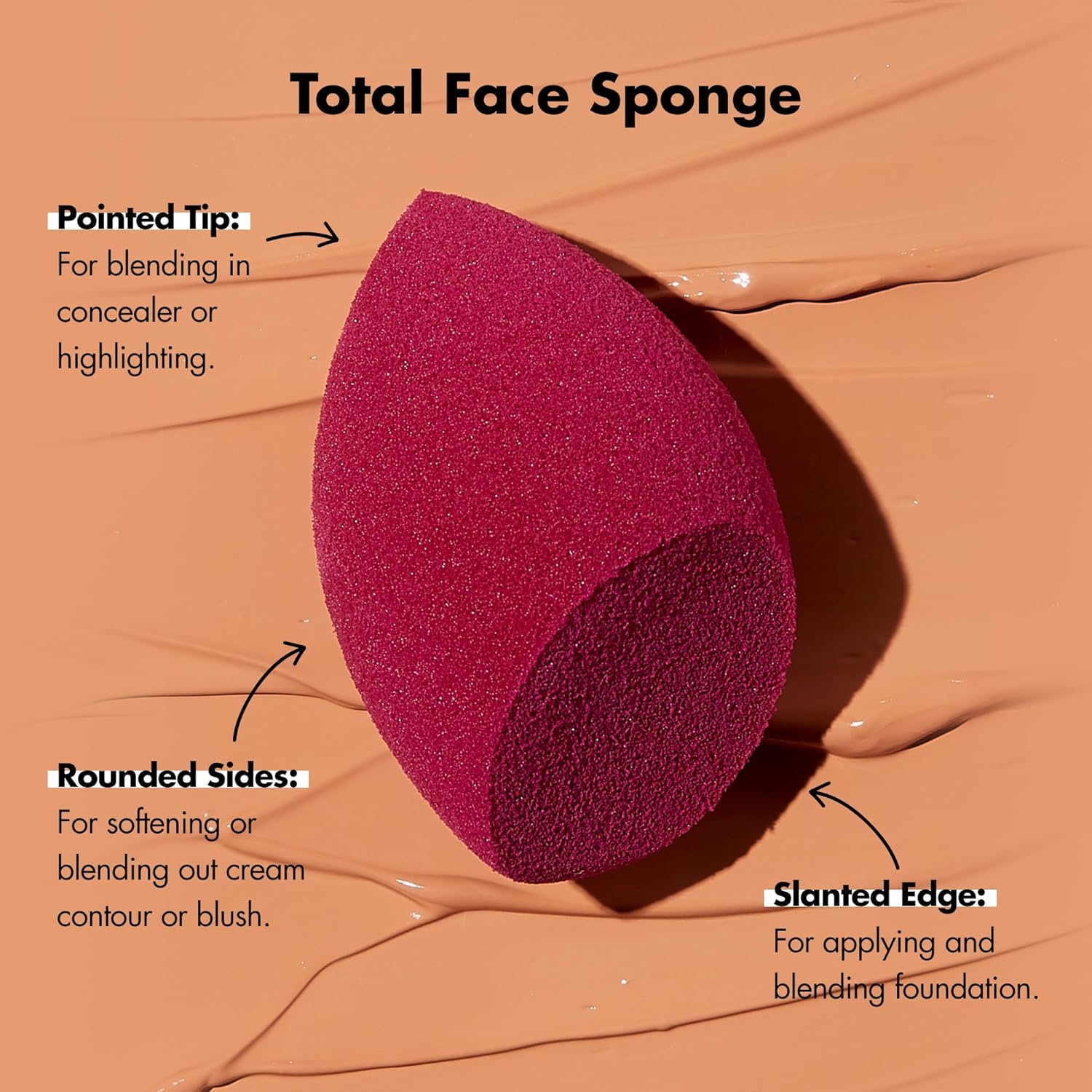 e.l.f. Total Face Blending Sponge. Latex-Free Makeup Sponge With Angled & Rounded Sides For Concealer. Foundation & more. Vegan & Cruelty-Free