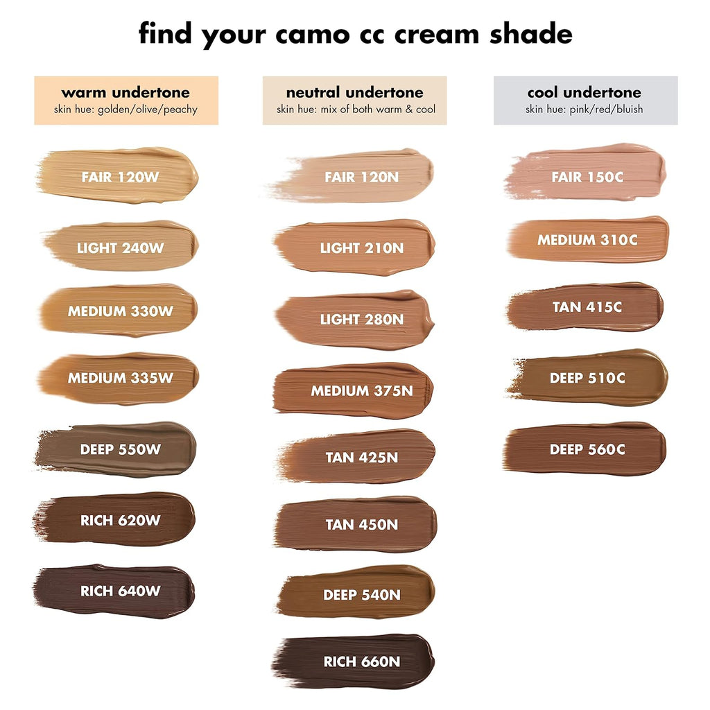 e.l.f. Camo CC Cream. SPF 30 Color-Correcting Medium-To-Full Coverage Face Foundation. Delivers An Airbrushed Finish. Vegan & Cruelty-Free. Deep 560 C