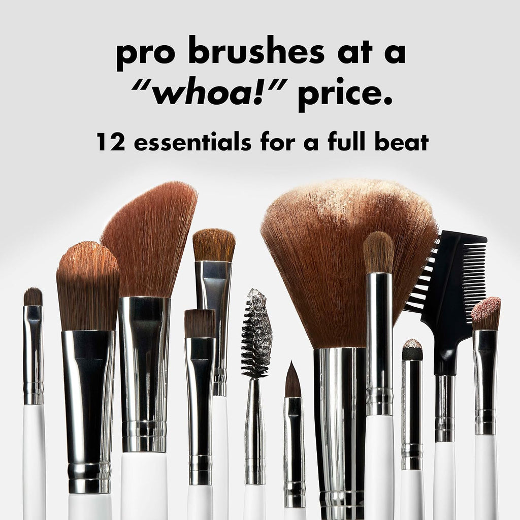 e.l.f. Professional Set of 12 Makeup Brushes. Pro-Worthy Makeup Brushes For A Flawless Full-Face Application. Vegan & Cruelty-Free
